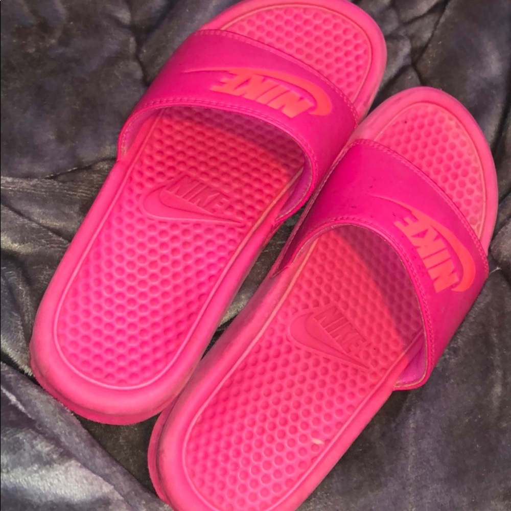 Pink Nike slides